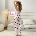 Ensemble de pyjama pantalon et haut valentine - blanc rouge – Image 2
