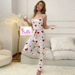 Ensemble de pyjama pantalon et haut valentine - blanc rouge – Image 4