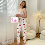 Ensemble de pyjama pantalon et haut valentine - blanc rouge – Image 3