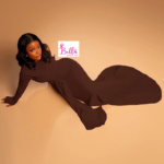 Robe moulante longues manches - marron – Image 3