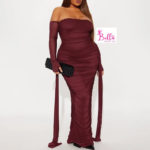 Robe moulante avec manches transparentes - rouge – Image 7