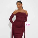 Robe moulante avec manches transparentes - rouge – Image 4