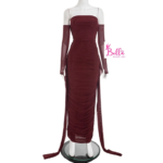 Robe moulante avec manches transparentes - rouge – Image 8