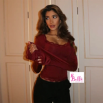 Haut crop top longues manches avec dentelle - rouge – Image 3