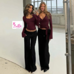 Haut crop top longues manches avec dentelle - rouge – Image 4