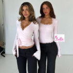 Haut crop top longues manches avec dentelle - rose – Image 4