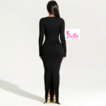 Robe moulante longues manches - noire – Image 3