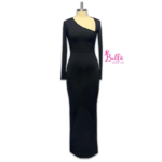Robe moulante longues manches - noire – Image 5