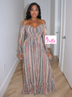 Robe longues manches - multicolore (pour femme courte)