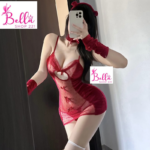 Ensemble de lingerie + 2 mitaines + cerceau pour cheveux + 1 choker - rouge (taille unique)