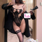 Ensemble de lingerie avec chaussettes montantes - noir  (taille unique)