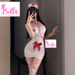 Ensemble de lingerie infirmière + stéthoscope + chaussettes montantes + chapeau - rouge blanc (taille unique)