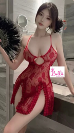 Ensemble de lingerie avec string - rouge  (taille unique)