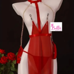 Ensemble de lingerie avec pince tétons et string - rouge (taille unique)