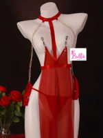 Ensemble de lingerie avec pince tétons et string - rouge (taille unique)