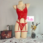 Ensemble de lingerie avec jarretelles - rouge – Image 6