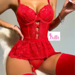 Ensemble de lingerie avec chaussettes montantes - rouge – Image 4