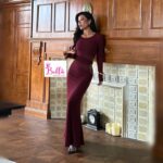 Robe moulante longues manches - rouge – Image 4