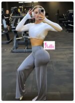 Legging taille haute seamless et bas large - gris – Image 2