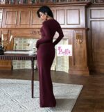 Robe moulante longues manches - rouge – Image 3