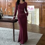 Robe moulante longues manches - rouge