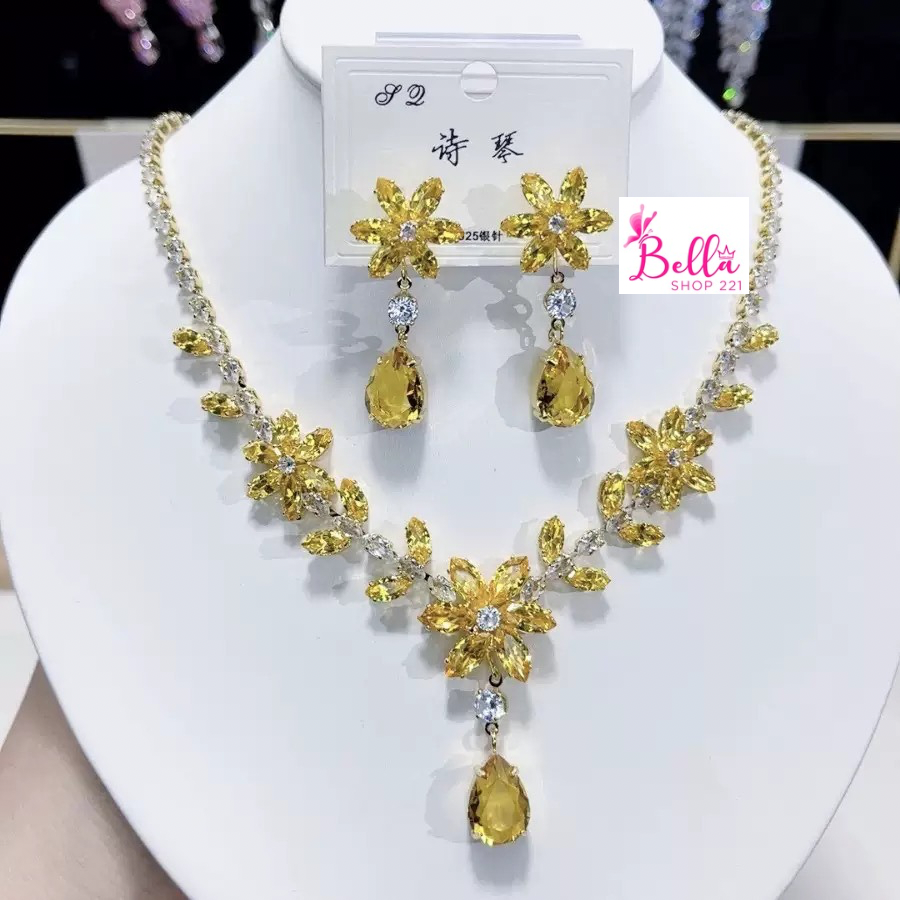 untitled-design-8-2 Ensemble de bijoux - collier et boucles d’oreilles jaune – Image 1