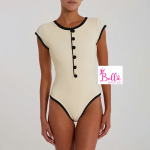 Bodysuit avec boutons - blanc cassé noir – Image 6