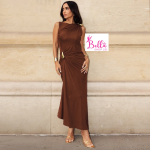 Robe moulante 3/4 - marron