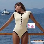 Bodysuit avec boutons - blanc cassé noir – Image 4