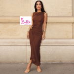 Robe moulante 3/4 - marron – Image 5