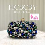 sac de soirée avec des strass - bleu multicolore